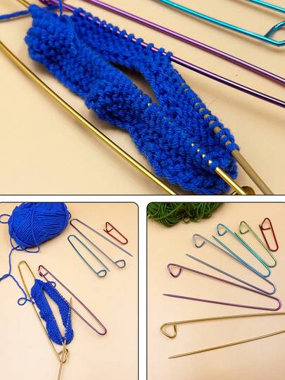 6pcs/12pcs Large Size Aluminum Alloy Pins, Lightweight And Durable, 6cm-20cm Aluminum Pins, Suitable For DIY Sewing, Handcraft Knitting, Blanket Making