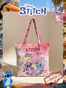 Disney 1 Pc  Officially Licensed Stitch Pattern Canvas Tote Bag, Women's Large-Capacity Shoulder Bag, Lightweight Reusable Shopping Bag – Ideal For Girls, Teens, Cartoon Fans, Perfect For Daily Commutes, Grocery Shopping, School Runs, Beach Trips, Holiday Gatherings,Back To School - Multicolor - View 14