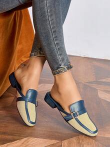 新款时尚露跟拖鞋，百搭柔软鞋底防滑女式凉鞋 - 卡其色 - 查看 4