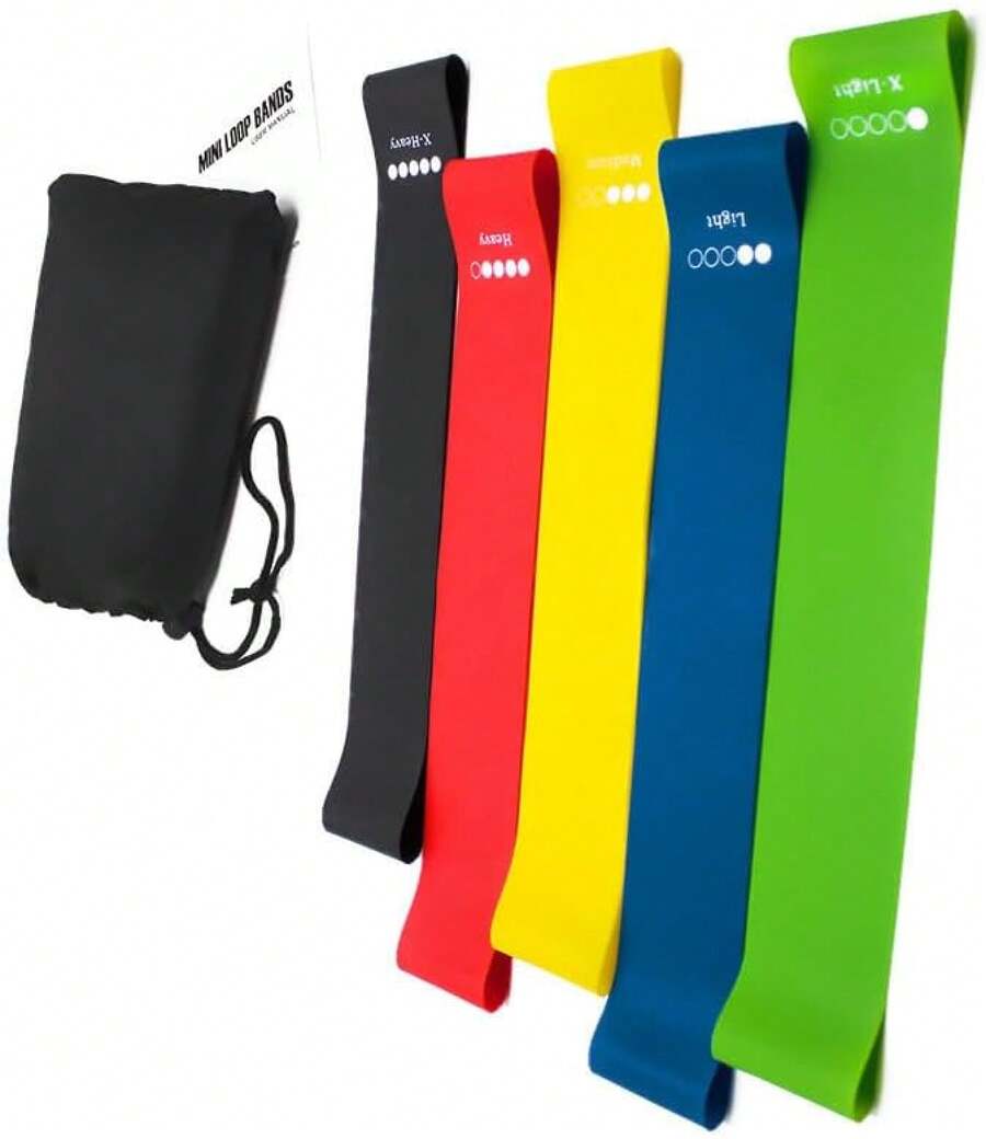 Set Of 5 Resistance Loop Bands Exercise, Color-Coded Strength Training Bands With Carry Bag And Instruction Guide, Home Gym & On--Go Workouts - 1 - View 1
