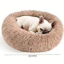 柔软毛绒圆形宠物床 - 舒缓窝，适合小型/中型犬猫。蓬松柔软的面料：提供舒适温暖的休息空间，缓解宠物焦虑。圆形窝状设计：符合宠物蜷缩的习惯，增强安全感。耐用且易于清洁：适合家庭客厅/卧室。舒适放松的宠物寝具！ - 卡其色 - 查看 13