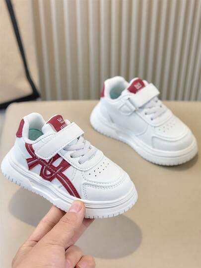 1 Pair Children's Casual Sports Shoes, Leather Upper Breathable, Comfortable Lace-Up Kids Shoes, Suitable For Spring, Summer, Autumn, Versatile For Boys And Girls