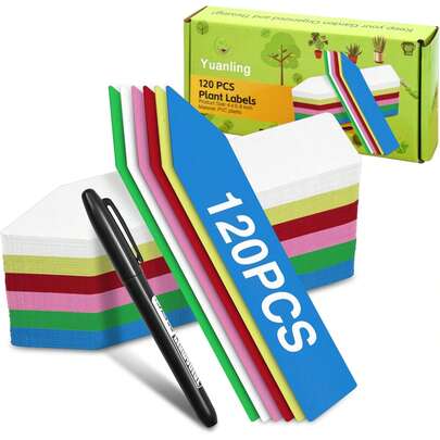 Plant Labels 120 Pcs For Seeding Plastic Waterproof Plant Name Tags Garden Labels Marker Garden Pots Stakes For Outdoor Potted Plants Belt Permanent Marking Pen (6 Colors)