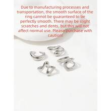 4pcs/Set Fashionable Bohemian Geometric Hollow Asymmetric Abstract Design Adjustable Gold Rings Set, Women Jewelry Accessories,Gold Jewelry,Summer,Valentine's Day - 銀色 - 查看 5