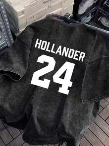 Trending TV Series/Competition Themed Unisex Casual T-Shirt, Classic Washed Tops - Black - View 4