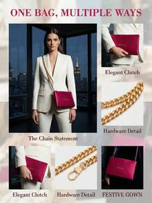 Gucci 1pc Wine Red Silk Makeup Bag, Convertible Shoulder/Crossbody, Cosmetic Storage Pouch With Adjustable Strap, Elegant Minimalist Daily Travel Accessory - Hot Pink - View 8