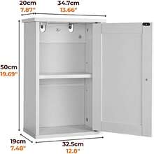 Bathroom Wall Cabinet, White Medicine Cabinet With Single Door, Small Over Toilet Storage Organizer With Adjustable Shelf, Hanging Kitchen Cupboard For Laundry Room, 13.7x7.5x19.7 Inch - 白色 - 查看 6