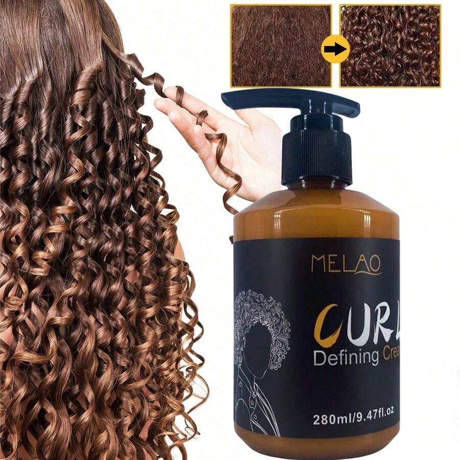 MELAO Natural Curl Defining Cream - Lightweight Moisturizing Curl Cream, Creates Defined Curls, Smooths Frizz, Soft Hold - 280ml/9.47 Fl Oz - Brown - View 1