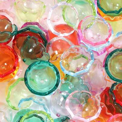 30pcs/Pack Acrylic Transparent Lily Of The Valley Jellyfish Wind Chime Cover, 13X22mm Colorful Flower Base Jewelry Beads Cap For DIY Bracelet, Keychain, Accessories