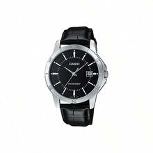 Casio MTP-V004L-1A Men's Classic Analog Watch - Black Dial Leather Strap - Black - View 5