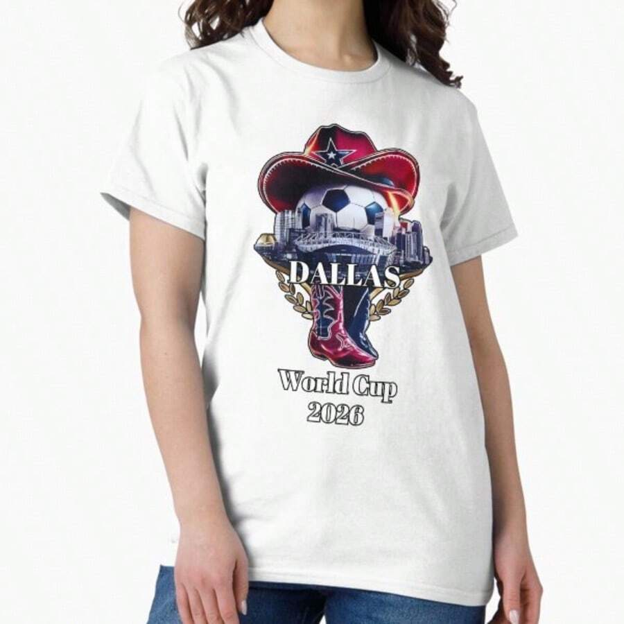 Dallas Usa 2026 American Soccer World Cup Classic T-Shirt. - 白色 - 查看 1