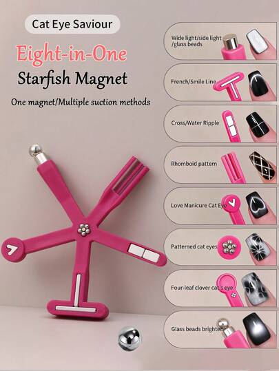 8-In-1 Purple Nail Art Magnetic Set, Includes Powerful Magnets, Heart-Shaped Cat Eye Tool, Multi-Function Cat Eye Gel Polish Magnetic Pen, 3D Magnetic Nail Polish Stick, Multi-Function UV Gel French Cat Eye Manicure Magnetic Tool, Suitable For Home Nail Salon DIY, Nail Supplies, Nail Tools, Back To School Season, Nail Art, Nail Stickers, Nail Tools