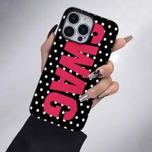 Swag Polka Dot Pattern Phone Case Compatible With  12, 13, 14, 15 Pro,  14 Plus,  15, 16 Pro Max,  17,  17 Pro,  17 Pro Max, And  17 Air. Made Of TPU Material, Anti-Slip And Drop-Proof, Stylish, Luxurious Feel, And Provides High Lens Protection. It's A Perfect Gift For Yourself, Family, Friends, Lovers, And Boyfriends. - 黑色CZ66 - 查看 6