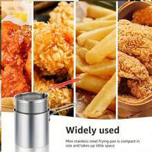 3pcs Small Deep Fryer Pot Set, With Basket Lid Mini Oil Fryer Stainless Steel Anti Scald Handle, Fuel Saving Design Portable For Home Outdoor Fries Fish Chicken Seafood - A - View 5