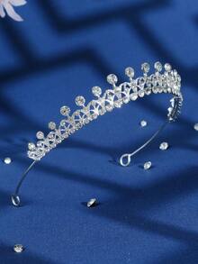 1 pieza Tocado nupcial elegante y minimalista, Corona de cristal plateada, accesorio para graduación, baile de graduación y cumpleaños - Plateado - Ver 9