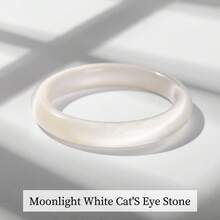 猫眼玉手镯，天然石手链，简约时尚幸运手镯，新款中国风女士手链，多种颜色可选 - 月光白色 - 查看 9