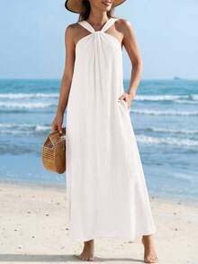 Women's Summer Dresses Casual Long  Sleeveless Strappy Loose Flowy Beach Vacation Wedding Guest Graduation  Maxi Dress - 白色 - 查看 5