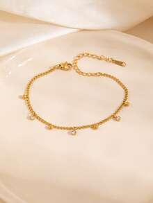 1 Piece Set Of Exquisite Gold Bead Bracelet, Simple And Shiny Zirconia Jewelry, Suitable For Women's Daily Wear, Parties, Gatherings And Other Occasions - Gold - View 5