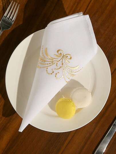 1 pieza/2 piezas/4 piezas Servilletas de cocina 100% poliéster, servilletas cuadradas de tela bordadas elegantes para restaurante, picnic, cafetería, fiesta, cita, boda, decoraciones interiores y exteriores