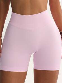 6条/套 女士无缝弹力提拉运动短裤，适合春夏日常穿着和运动，纯色健身短裤，骑行短裤 - 彩色 - 查看 4