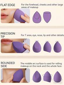 OEIEZ 化妆海绵套装，不含乳胶，高清4件套，适用于粉状、膏状和液状化妆品，超级柔软，美妆必备。 - 紫色 - 查看 3