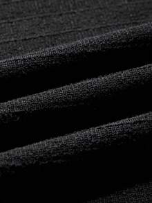 abyoxi 女士黑白撞色优雅圆领纽扣花瓣袖A字中长连衣裙，时尚休闲正式晚礼服，秋冬款 - 黑色 - 查看 7