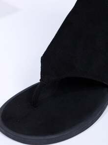 Retro Thong Sandals Women Summer Minimalist High-Top Roman Sandals - Black - View 10