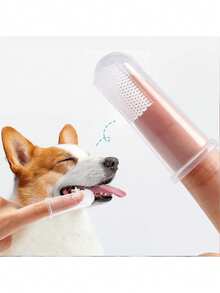 1pc Dog & Cat Finger Toothbrush, Dog Finger Toothbrush, Pet Teeth Cleaning Finger Brush - White - View 11