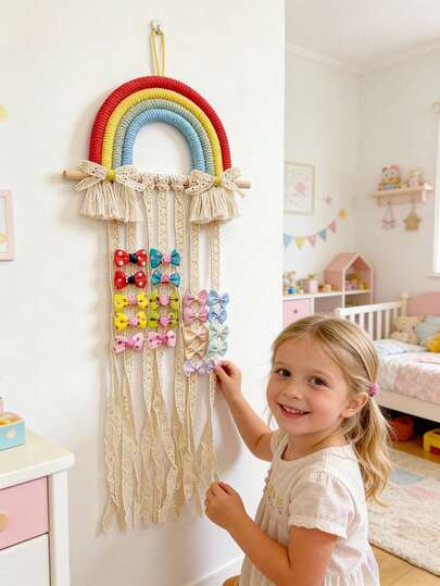 可爱蝴蝶结造型婴儿房收纳架，婴儿发饰整理架，婴儿房装饰，儿童房墙面展示，复活节礼物