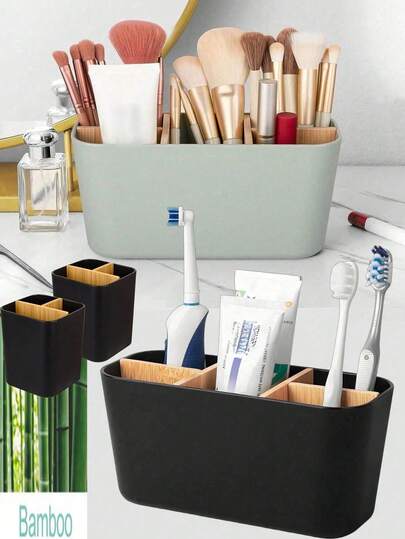 1pc Toothbrush/Toothpaste Holder, Suitable For Bathroom & Shower, Multi-Function Toothbrush Organizer, Bathroom Toothbrush Storage Rack, Home Bathroom Decor, Autumn, Back To School
