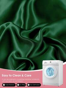 蜜月主题缎面枕套（单件装），蕾丝花边，闪亮缎面面料，奢华丝滑，超柔软透气，无填充物，可机洗，T、F、Q、K尺寸，适用于家庭和宿舍，通过Oeko-Tex认证，深绿色 - 墨綠色 - 查看 8