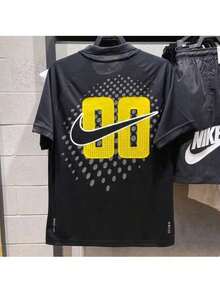 Nike JSY 男士短袖休闲运动透气速干印花 Polo 衫 - 黑色 - 查看 7