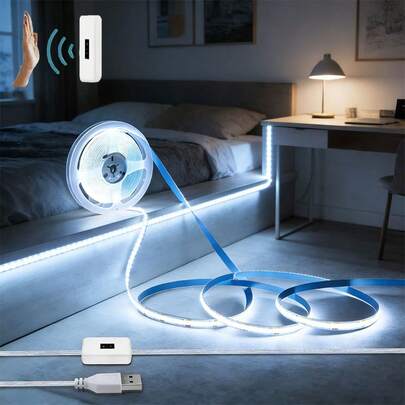 COB LED Strip With Hand Wave Activation, USB Powered 5V Backlight LED Tape, Flexible Lighting Solution Perfect For Bedroom, Kitchen Cabinets And Mirrors