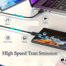 Cable de carga rápida USB C compatible con Samsung S20 S21 FE S22 Plus S23 S24 Ultra Note20 A33 A53 A55 Z Flip 6, de PVC negro, de tipo C a tipo C, para transferencia de datos de alta velocidad, regalo de cumpleaños - Negro - Ver 7