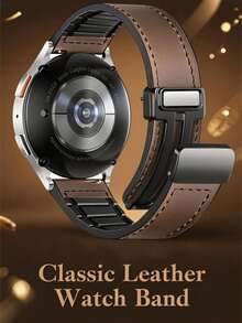 20mm Magnetic Leather Watch Band Compatible With Samung Galaxy Watch 7 6 6 Classic 5 5 Pro 4 4 Classic FE Active Active2, Adjustable Magnetic Closure Soft Leather Strap Slim Breathable Comfortable Replacement Wristband For Samung Smartwatch - Mouldless - View 11