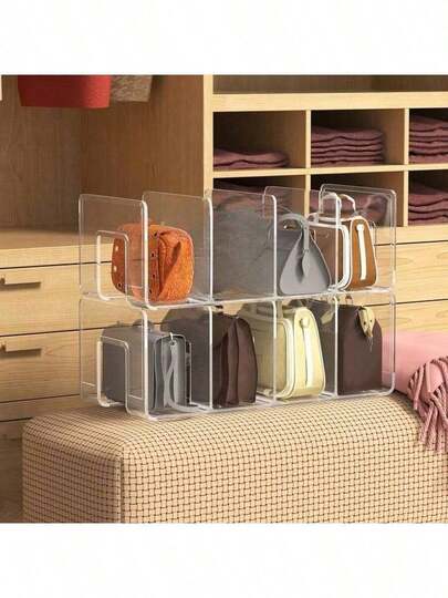 1/4 Paquetes de estantería de almacenamiento minimalista transparente, material acrílico, organizador de estantes multifuncional, fácil de limpiar, adecuado para armario/ático, bolsos/ropa/zapatos, organizador de archivos de escritorio simple reforzado