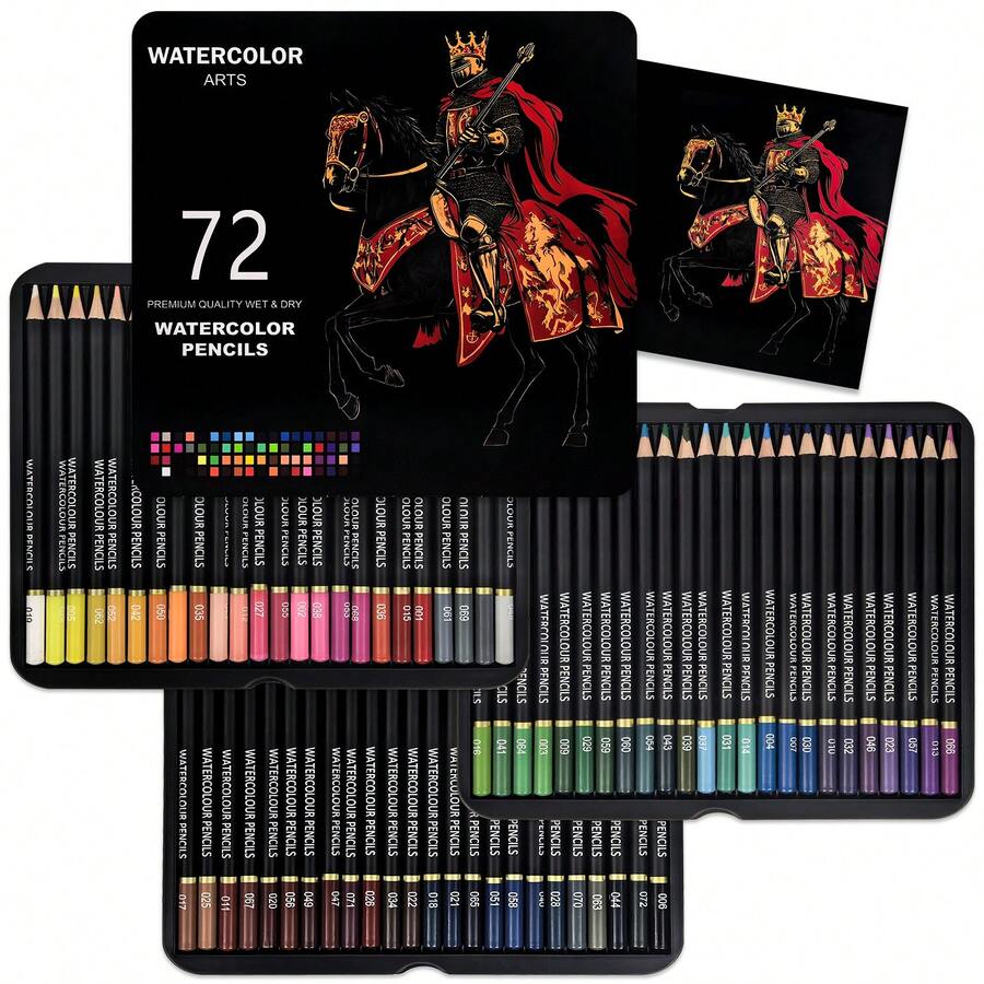 水彩铅笔 - 专业艺术绘画套装，72支装 - 干湿两用，混色效果出色 - 适用于涂色书、成人艺术家水溶性铅笔，专业艺术用途 - 水溶彩鉛 - 查看 1
