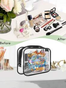New Arrival! Large Birthday Cruise Print Travel Organizer Bag - Transparent Cosmetic Bag, Travel Essentials, Zipper Makeup Bag, Beach Style Clear PVC Makeup Bag - Lightweight Fade-Resistant Makeup And Toiletry Bag, For Women And Girls, Portable Cosmetic Case, Easy-To-Wipe Design, Modern Aesthetic | Fade-Resistant Material Travel Essentials Holiday Summer Back To School Supplies Toiletry Bag Waterproof Travel Makeup Bag - Multicolor - View 5