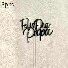 1个/3个/6个亚克力西班牙语父亲节蛋糕装饰插牌，“Feliz Dia Del Padre”（父亲节快乐），“Feliz Dia Papa”（爸爸节）蛋糕装饰，父亲节主题DIY蛋糕装饰用品 - 彩色 - 查看 13