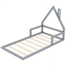 Kids Bed Frames, Headboards & Footboards - Grey + Pine + 90cm*200cm - View 11