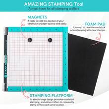 Stamp Positioning Tool; It Allows You To Precisely Position Images So You Can Create Perfect Impressions Every Time. Quickly And Easily Make Identical Cards And Projects. Can Be Used With Rubber Stamps Or Clear Stamps With A Foam Pad. Package Includes: 1 Stamp Platform, 1 Foam Pad, 2 Magnets - A - View 2