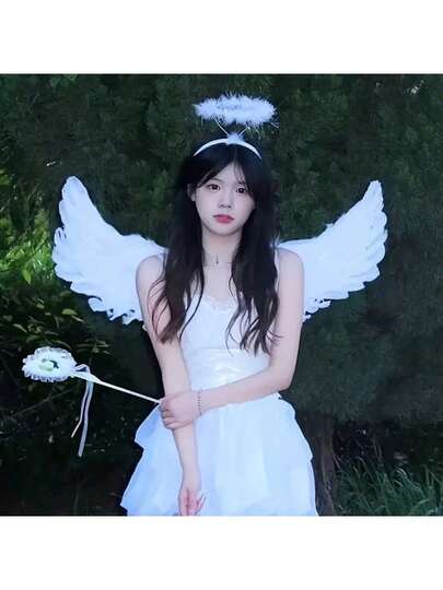 1pc/Set Artificial Feather Angel Wings Costume Prop, Suitable For Stage Performance, Party Costume, Cosplay, Unisex, Also Suitable As Holiday Gift Especially For Christmas