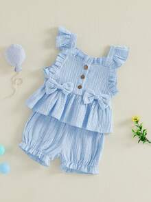 Baby Girls Tank Top Co-Ords - Blue - View 4