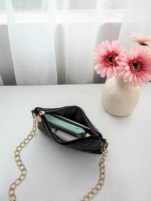 时尚迷你绗缝单肩包，适合日常通勤 - 黑色 - 查看 2