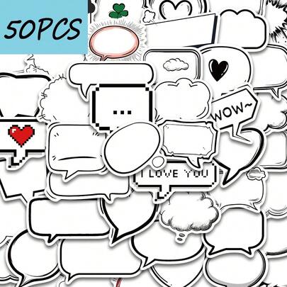SCXXBSW 50张黑白气泡相册贴纸，适用于信封、礼品盒、保温杯，防水贴纸