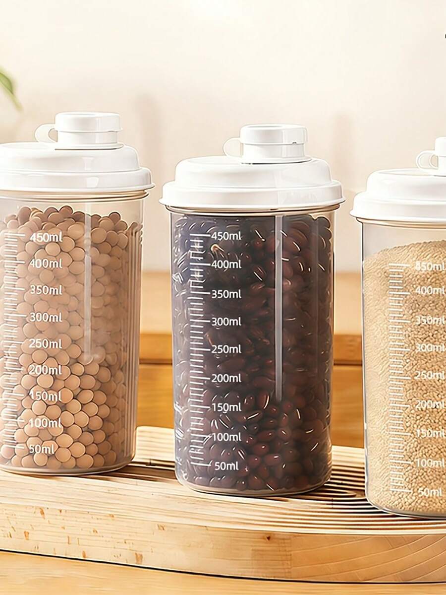 4pcs Rice And Grain Containers, Sealed Multi-Grain Storage Jars With Measurement Markings, High-Temperature Resistant Food Storage Containers, Reusable Spice Jars For Kitchen Use, Suitable For Beans, Rice, Flour, Spices, White Sugar, And Flour Kitchen Airtight Storage Jars