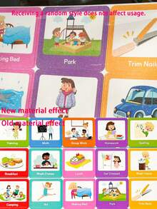 Calendario visual para niños, tarjetas de rutina diaria, tarjetas de horario visual, símbolos de rutina diaria y tareas domésticas para niños, adecuado para la pared, el aula y el hogar, planificador semanal, mejora la comunicación no verbal del tiempo de los niños, herramienta TDAH, juguetes educativos, útiles escolares, papelería para estudiantes, suministros de aprendizaje, regalo de regreso a la escuela para estudiantes, estudiantes, aula, TDAH, juguetes para niños (material actualizado, se envían aleatoriamente materiales nuevos y antiguos, productos de papel) - Multicolor - Ver 7