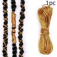 1/2pcs 5m Long Metallic Braided Hair Extensions, Stretchable Braiding Rope Decorative Accessories, Headpiece, Head Jewelry, Head Chain - Multicolor - View 10