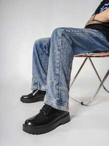 男士德比鞋、商务正装鞋、休闲步行鞋、男士系带鞋 - 黑色 - 查看 7