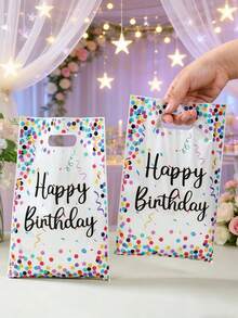 50pcs Colorful Polka Dot Gift Bags, Happy Birthday Tote Bags, Baby Shower Party Favor Bags, Gender Reveal Party Tabletop Decor, Birthday Party Goodie Bags, Happy Birthday Decorations, Welcome Baby Girl Party Supplies, New Born Boy Party Favor Packaging, First Tooth Theme Party Decorations, Boutique Shopping Bags, Room Decor, Home Decor, Birthday Gifts, Party Favors - Colorful Dot Birthday - View 4